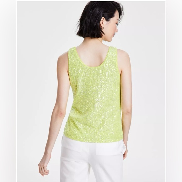 🆕Anne Klein Women's Sequined Mesh Scoop-Neck Tank Top, Size Small - Picture 2 of 3